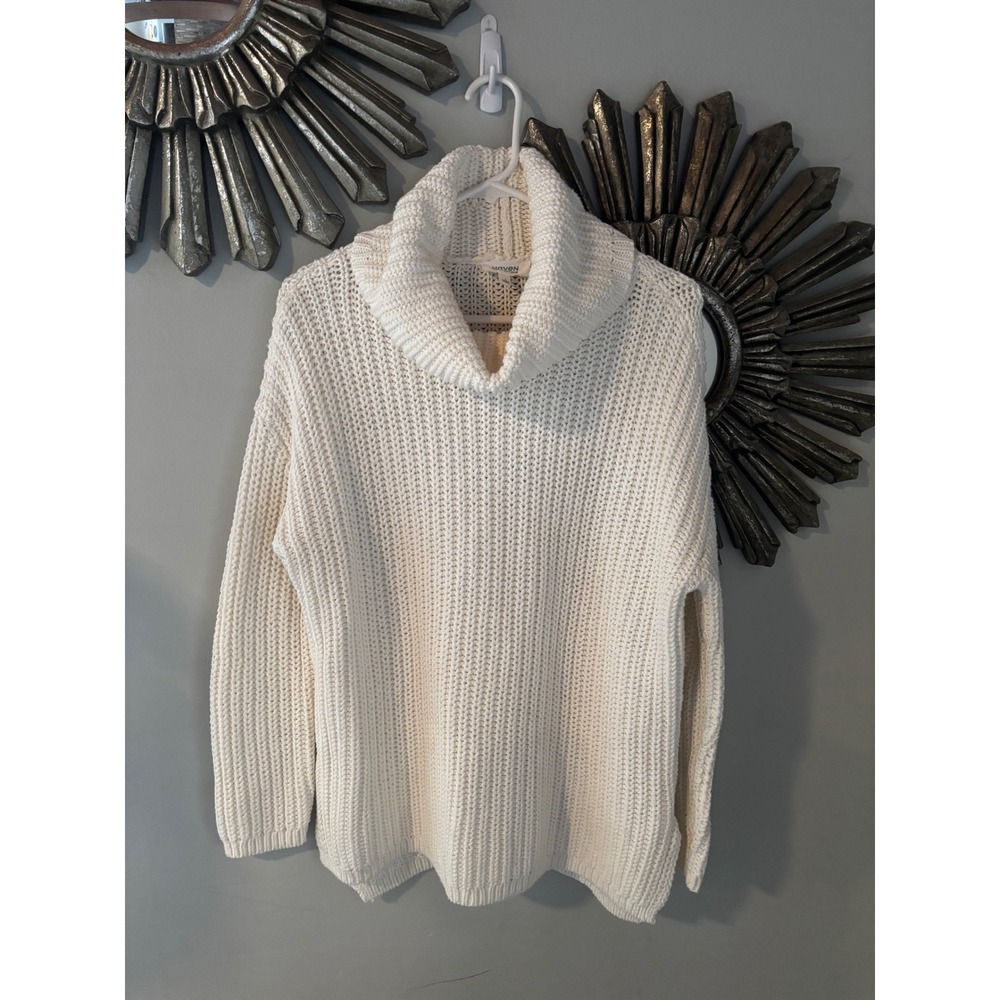 Haven Well Within Cream Chunky Ribbed Cowl‎ Neck Sweater Women Small